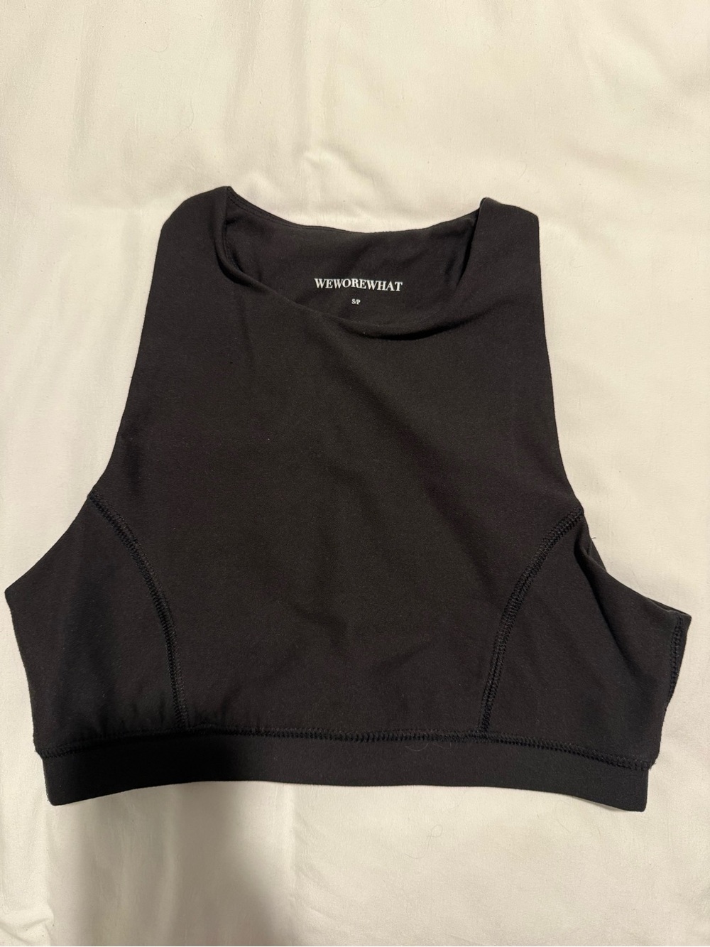 WeWoreWhat Black Ribbed High-Neck Sports Bra